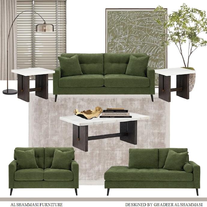  Green living room mood board